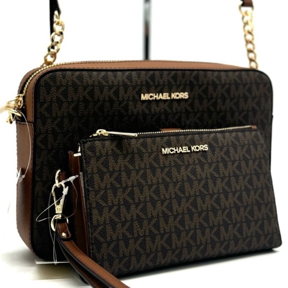 Michael Kors Large EW Crossbody Bag & Large Double Zip Wallet Brown